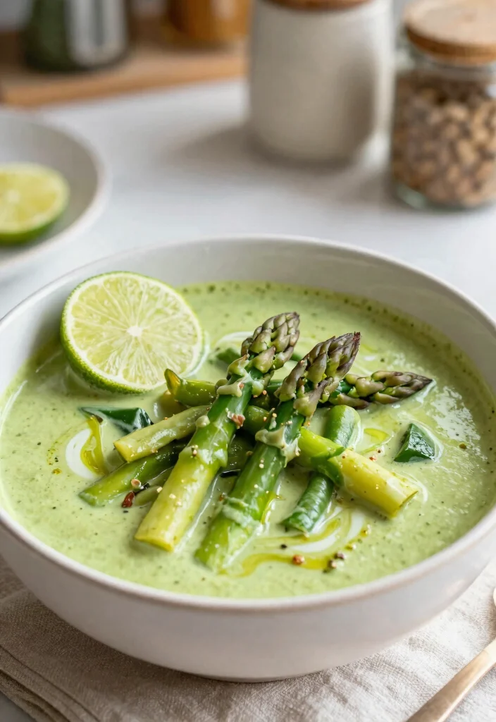 16 Thai Coconut Curry Soup Recipes (Creamy & Aromatic) - 14. Thai Coconut Curry Soup with Asparagus and Green Beans 1