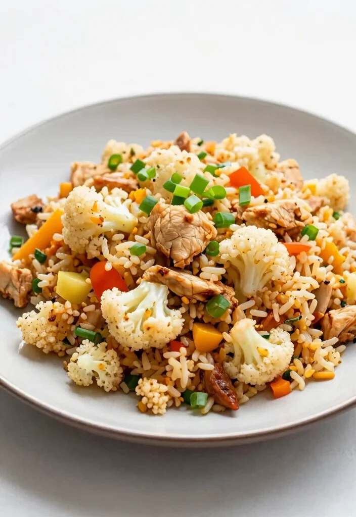 17 Chinese Chicken Fried Rice Recipes (Restaurant Favorites) - 10. Cauliflower Fried Rice with Chicken 1