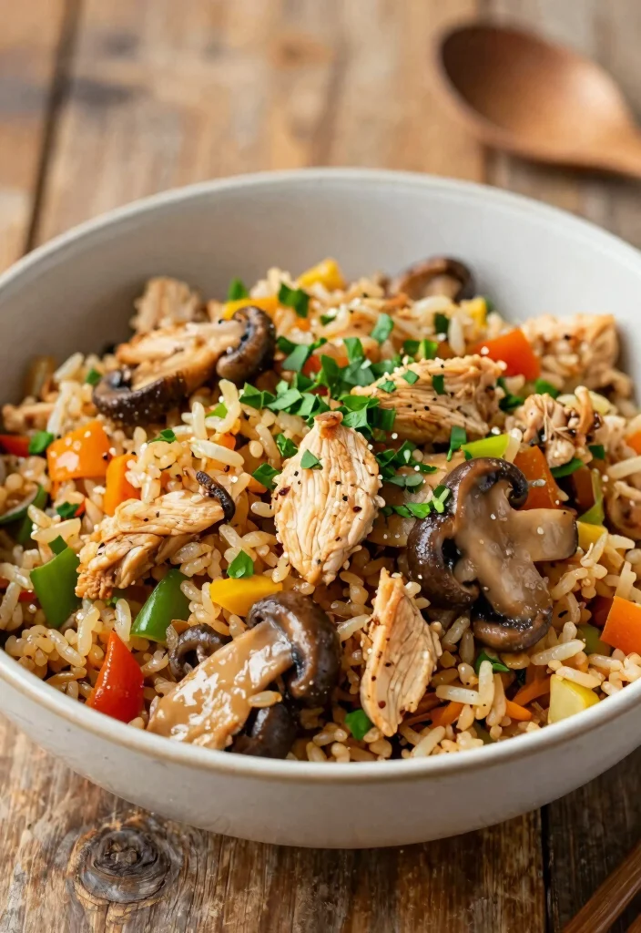 17 Chinese Chicken Fried Rice Recipes (Restaurant Favorites) - 15. Mushroom Chicken Fried Rice 1