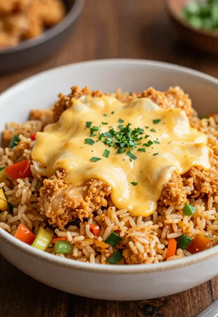 17 Chinese Chicken Fried Rice Recipes (Restaurant Favorites) - 17. Cheesy Chicken Fried Rice 1