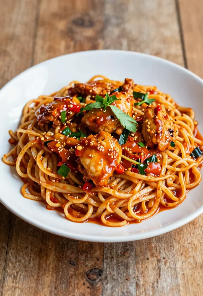 17 Gluten-Free Pad Thai Chicken Recipes (Authentic Thai) - 16. Thai Chili Chicken with Pad Thai Noodles 1