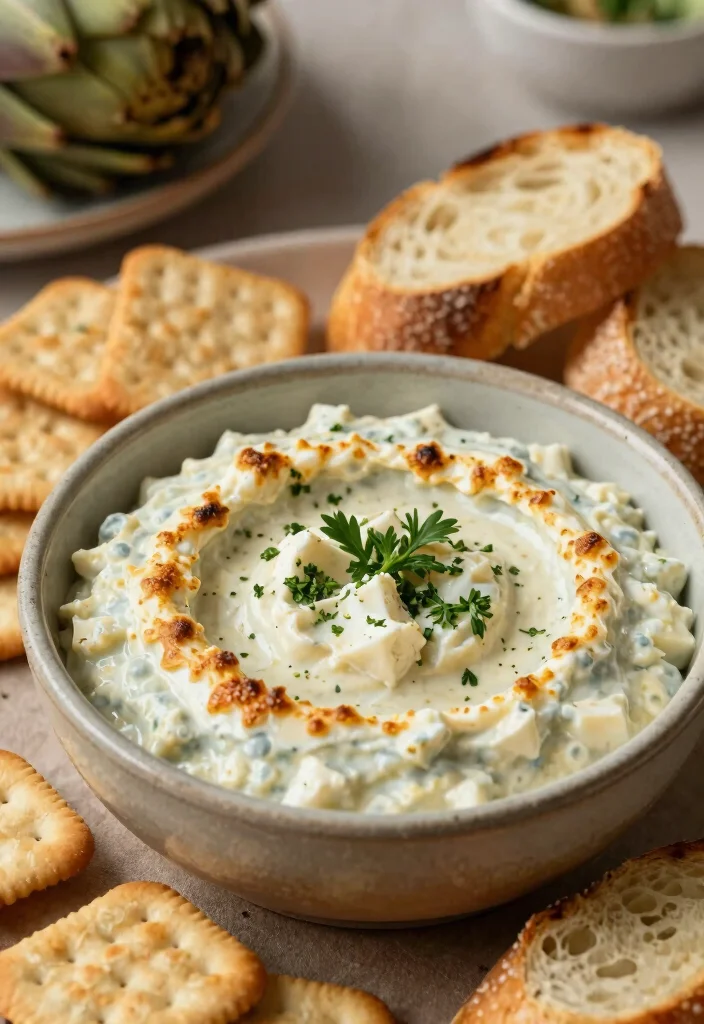 17 Greek Appetizers for Parties (Crowd Pleasers) - 11. Artichoke and Feta Dip: Creamy and Delicious 1