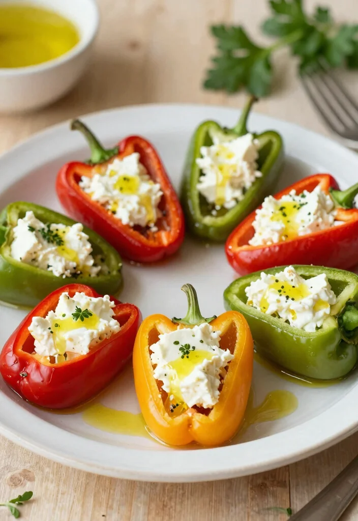 17 Greek Appetizers for Parties (Crowd Pleasers) - 16. Feta-Stuffed Mini Peppers: Bite-Sized Bliss 1