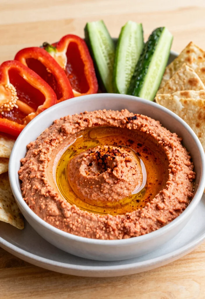 17 Greek Appetizers for Parties (Crowd Pleasers) - 6. Roasted Red Pepper Hummus: A Flavorful Twist 1