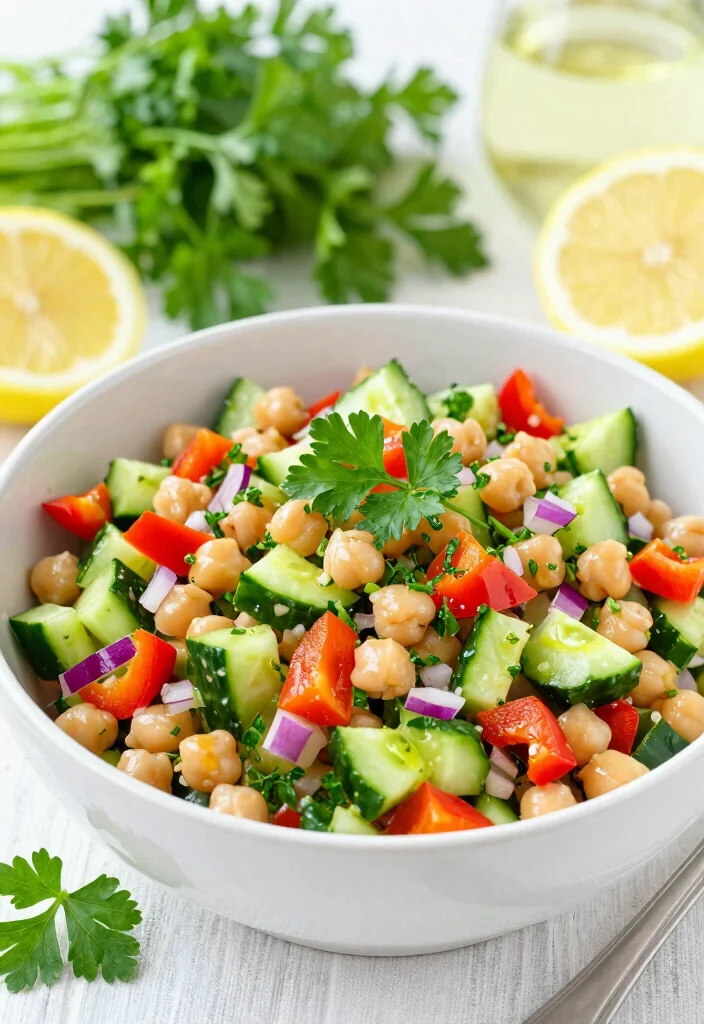 17 Greek Appetizers for Parties (Crowd Pleasers) - 8. Chickpea Salad: A Protein-Packed Delight 1
