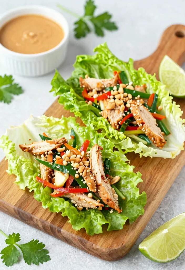 17 Thai Peanut Chicken Salad Recipes (Nutty Heaven) - 4. Thai Peanut Chicken Salad Lettuce Wraps 1