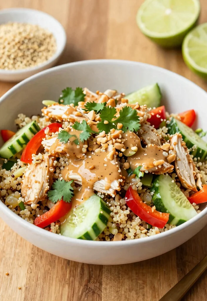 17 Thai Peanut Chicken Salad Recipes (Nutty Heaven) - 6. Thai Peanut Chicken Salad with Quinoa 1