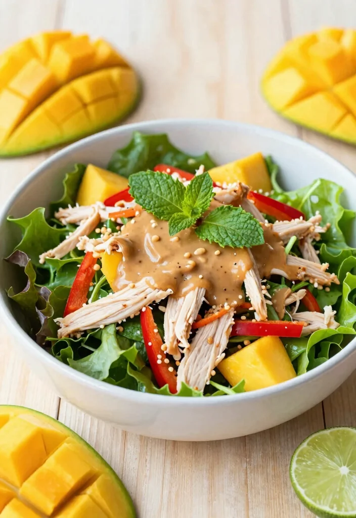 17 Thai Peanut Chicken Salad Recipes (Nutty Heaven) - 7. Thai Peanut Chicken Salad with Mango 1