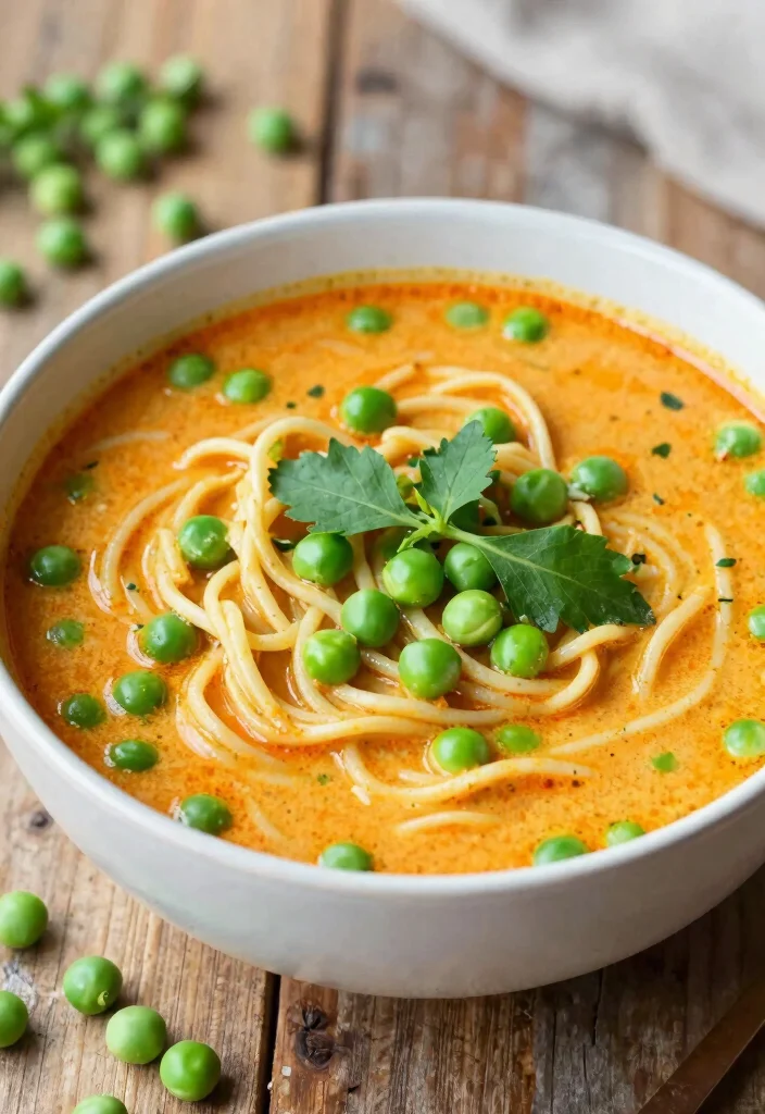 17 Thai Red Curry Noodle Soup Recipes (Spicy Comfort) - 12. Thai Red Curry Noodle Soup with Peas 1