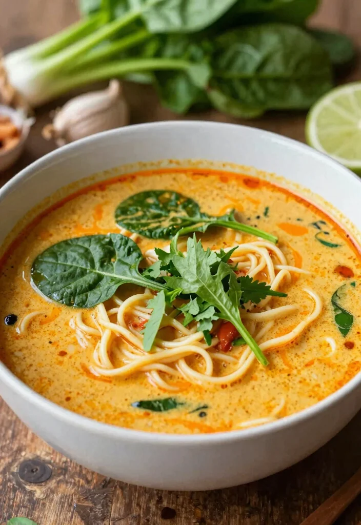 17 Thai Red Curry Noodle Soup Recipes (Spicy Comfort) - 14. Thai Red Curry Noodle Soup with Spinach 1