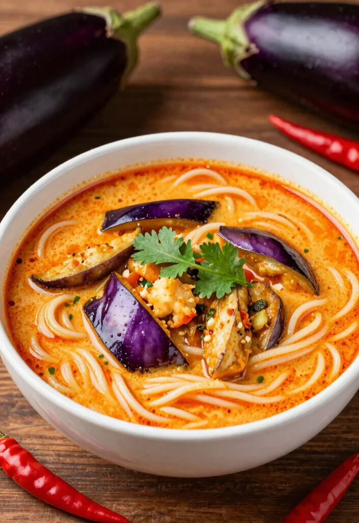 17 Thai Red Curry Noodle Soup Recipes (Spicy Comfort) - 7. Thai Red Curry Noodle Soup with Eggplant 1