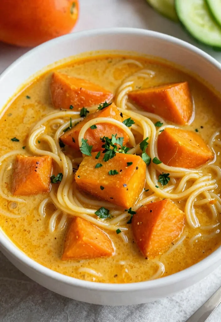 17 Thai Red Curry Noodle Soup Recipes (Spicy Comfort) - 8. Sweet Potato Thai Red Curry Noodle Soup 1