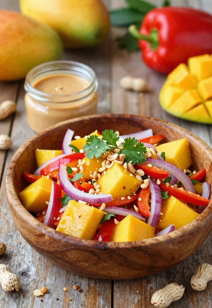 17 Thai Salads with Peanut Dressing (Crunchy & Fresh) - 1. Thai Mango Salad with Crunchy Peanuts 1