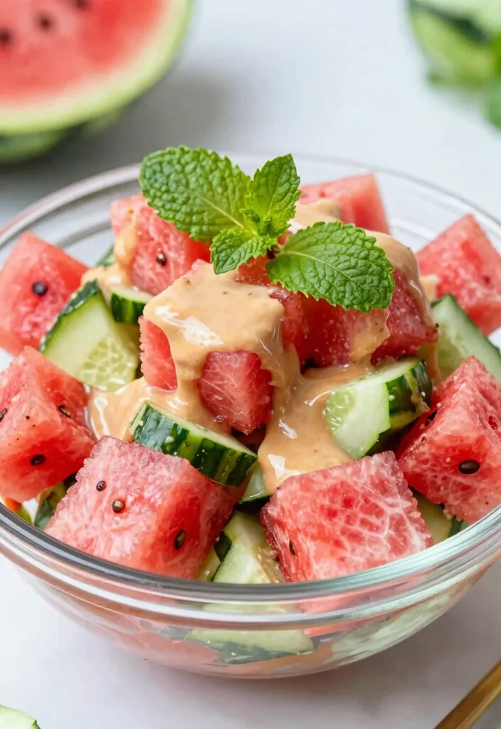 17 Thai Salads with Peanut Dressing (Crunchy & Fresh) - 11. Thai Watermelon Salad with Peanut Dressing 1