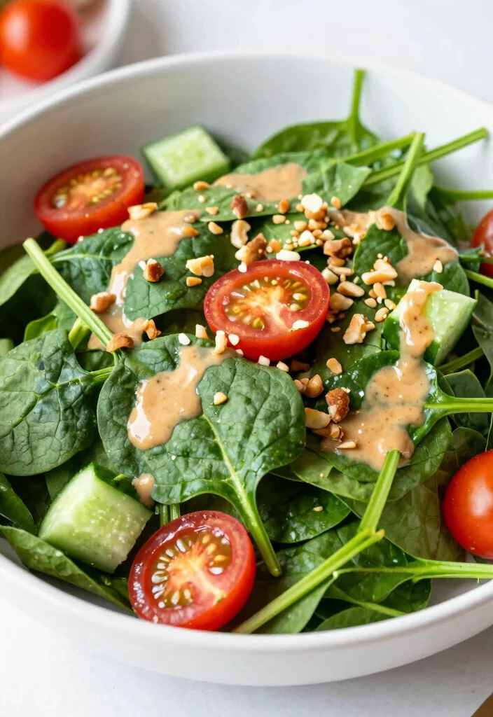17 Thai Salads with Peanut Dressing (Crunchy & Fresh) - 16. Thai Spinach Salad with Peanut Dressing 1
