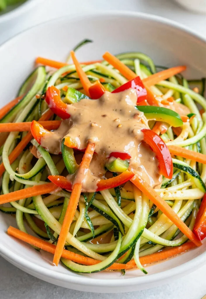 17 Thai Salads with Peanut Dressing (Crunchy & Fresh) - 17. Thai Zucchini Noodle Salad with Peanut Dressing 1