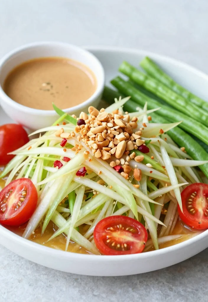 17 Thai Salads with Peanut Dressing (Crunchy & Fresh) - 8. Thai Green Papaya Salad with Peanut Dressing 1