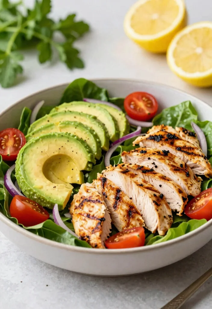 18 Chinese Chicken Salad Recipes (Crunchy & Fresh) - 10. Grilled Chicken and Avocado Salad 1