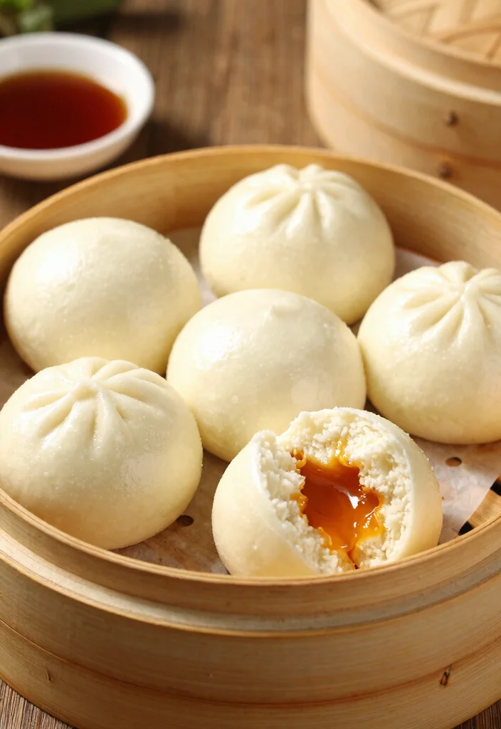 18 Chinese Desserts (Sweet Treats from Across China) - 14. Steamed Custard Buns (奶黄包) 1