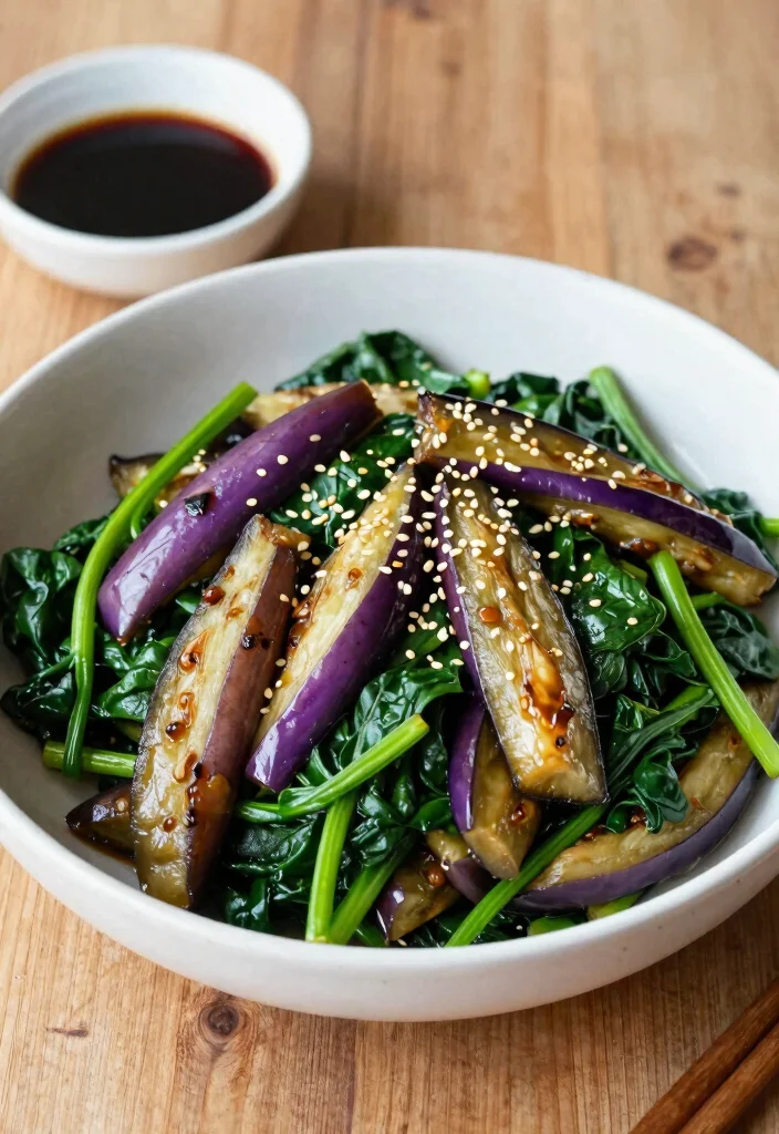 18 Chinese Eggplant Stir Fry Recipes (Spicy, Sweet & Savory) - 10. Eggplant and Spinach Stir Fry 1
