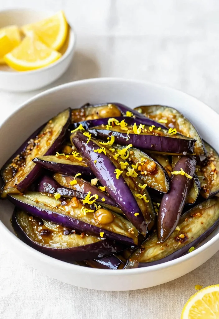 18 Chinese Eggplant Stir Fry Recipes (Spicy, Sweet & Savory) - 15. Lemon Garlic Eggplant Stir Fry 1