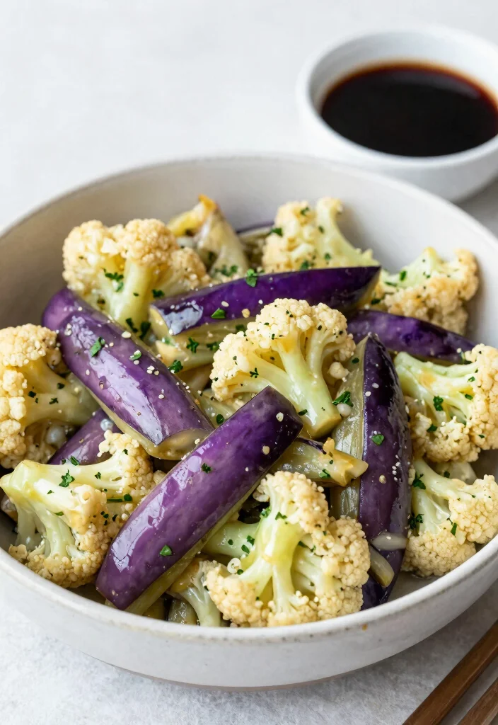 18 Chinese Eggplant Stir Fry Recipes (Spicy, Sweet & Savory) - 17. Eggplant and Cauliflower Stir Fry 1