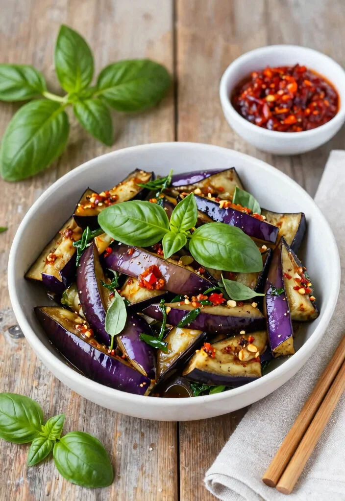 18 Chinese Eggplant Stir Fry Recipes (Spicy, Sweet & Savory) - 3. Spicy Eggplant and Basil Stir Fry 1