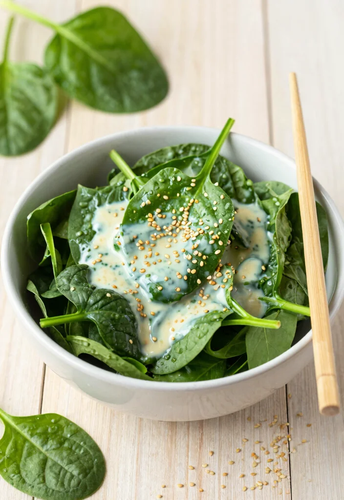 18 Chinese Side Dishes (Perfect for Dinner Parties) - 4. Spinach with Sesame Dressing 1