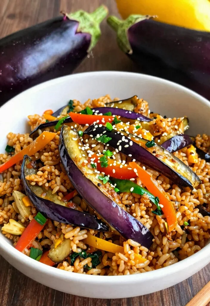 18 Easy Chinese Fried Rice Recipes (Better Than Takeout) - 18. Eggplant Fried Rice 1
