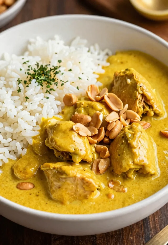 18 Gelbes Thai Curry Rezepte (Mild & Creamy) - 11. Gelbes Curry mit Hähnchen und Erdnüssen 1