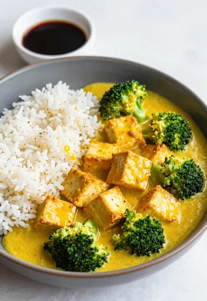 18 Gelbes Thai Curry Rezepte (Mild & Creamy) - 5. Gelbes Thaicurry mit Tofu und Brokkoli 1