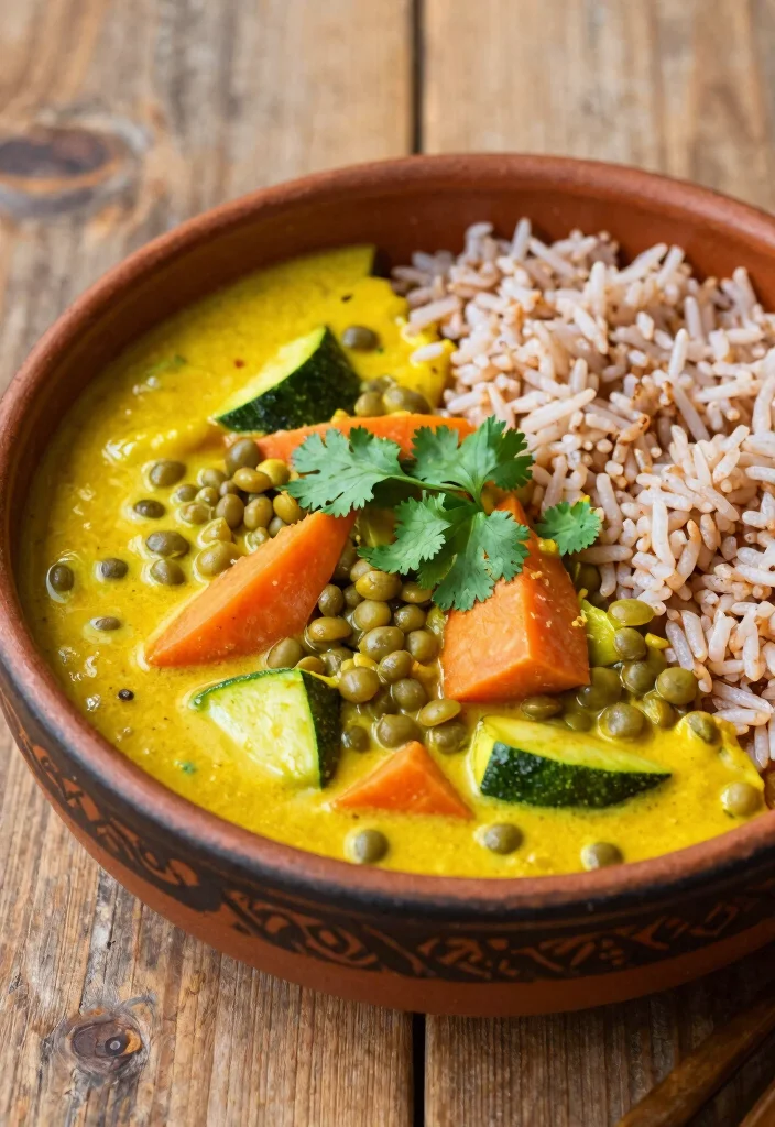 18 Gelbes Thai Curry Rezepte (Mild & Creamy) - 6. Gelbes Curry mit Linsen und Gemüse 1