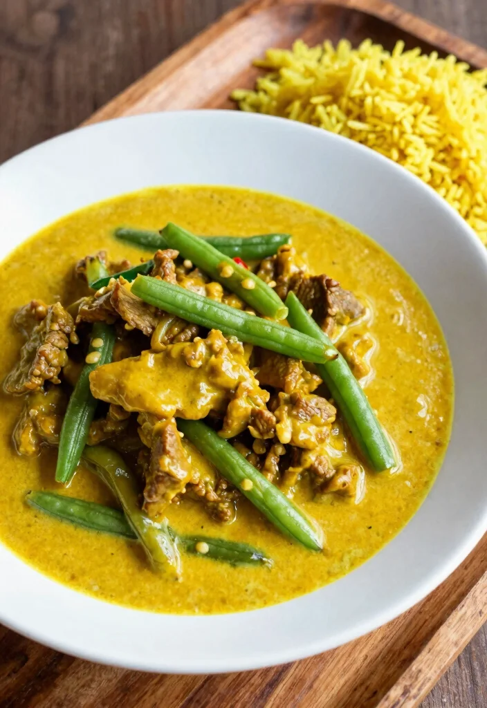 18 Gelbes Thai Curry Rezepte (Mild & Creamy) - 7. Gelbes Curry mit Rindfleisch und grünen Bohnen 1