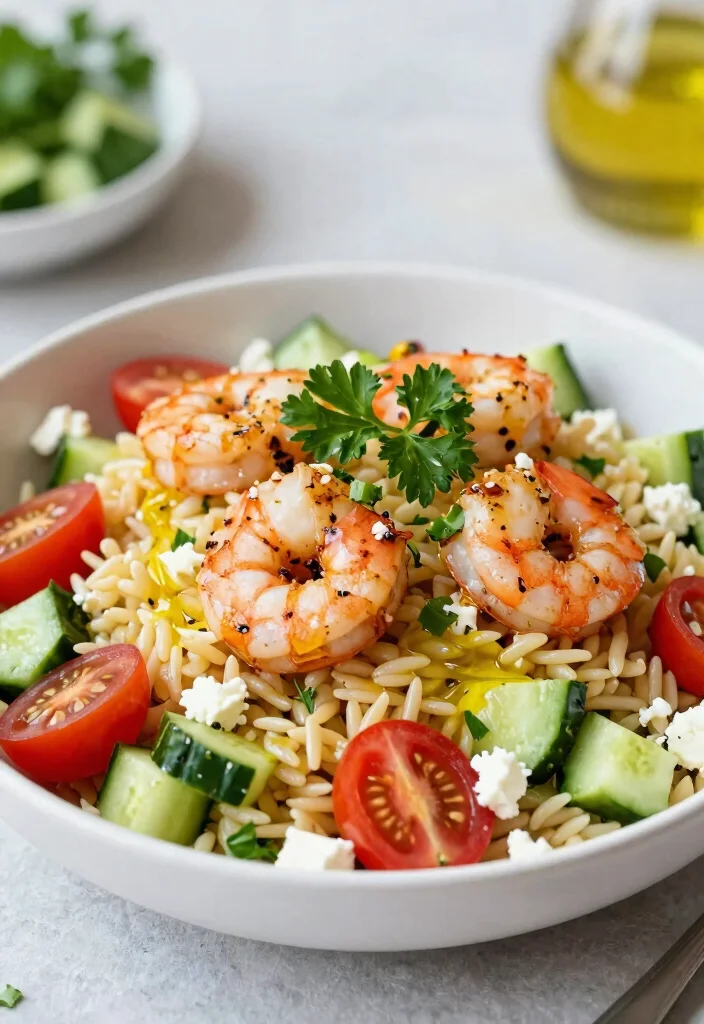 18 Greek Orzo Salad Recipes (Mediterranean Vibes) - 11. Greek Orzo Salad with Shrimp 1
