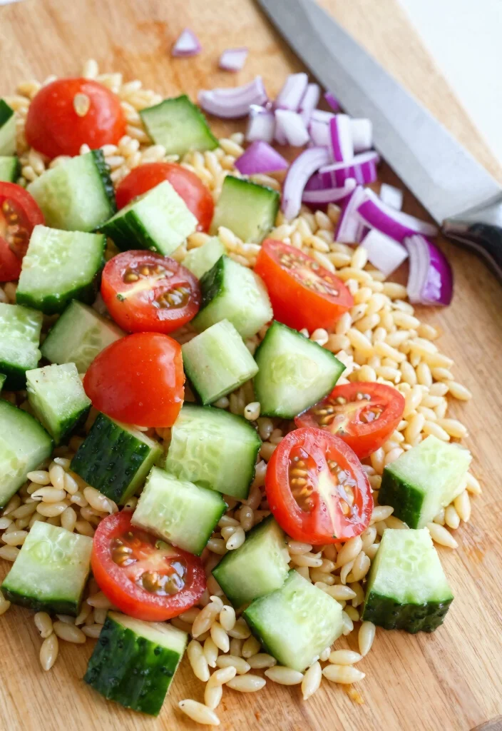 18 Orzo Greek Salad (Easy Weeknight Side) - 3. Chopping Fresh Veggies 1
