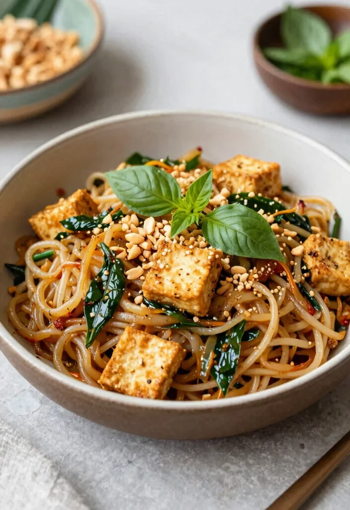 18 Pad Thai Tofu Recipes (Crispy & Flavorful) - 13. Thai Basil Pad Thai Tofu 1