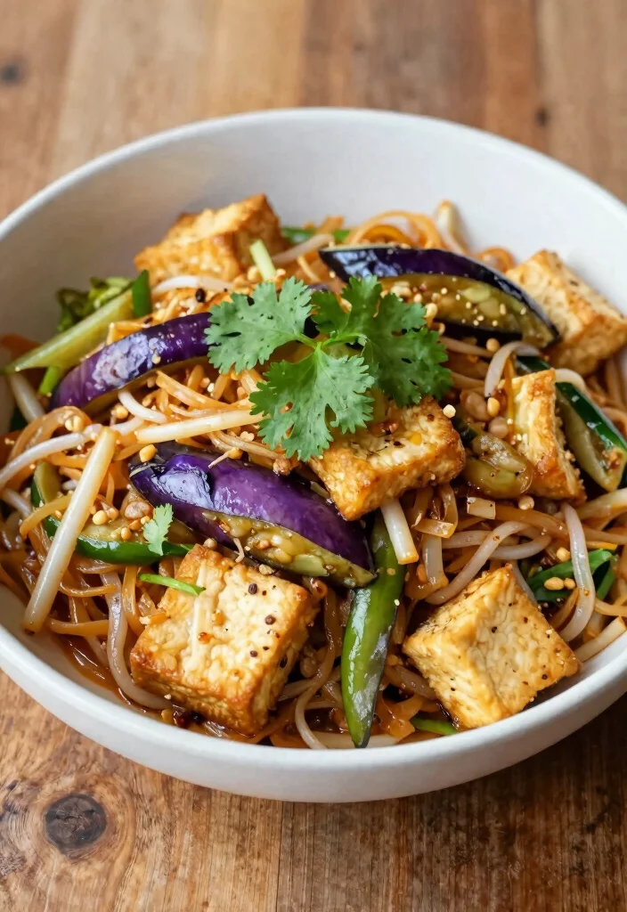 18 Pad Thai Tofu Recipes (Crispy & Flavorful) - 7. Pad Thai Tofu with Eggplant 1