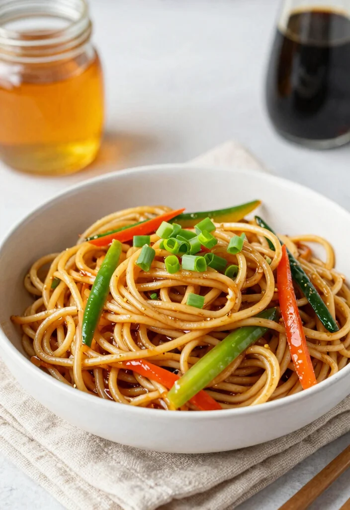 18 Pan-Fried Chinese Noodles Recipes (Crispy & Golden) - 11. Honey Soy Vegetable Noodles 1