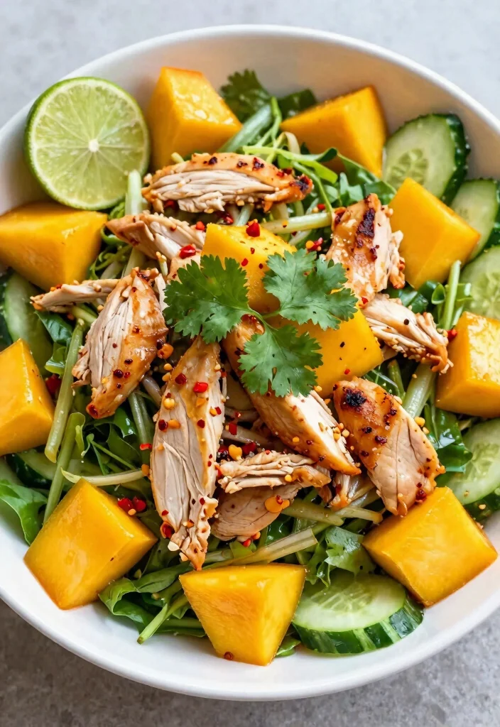 18 Thai Chicken Salad Recipes (Fresh & Vibrant) - 2. Spicy Thai Chicken Salad with Mango 1