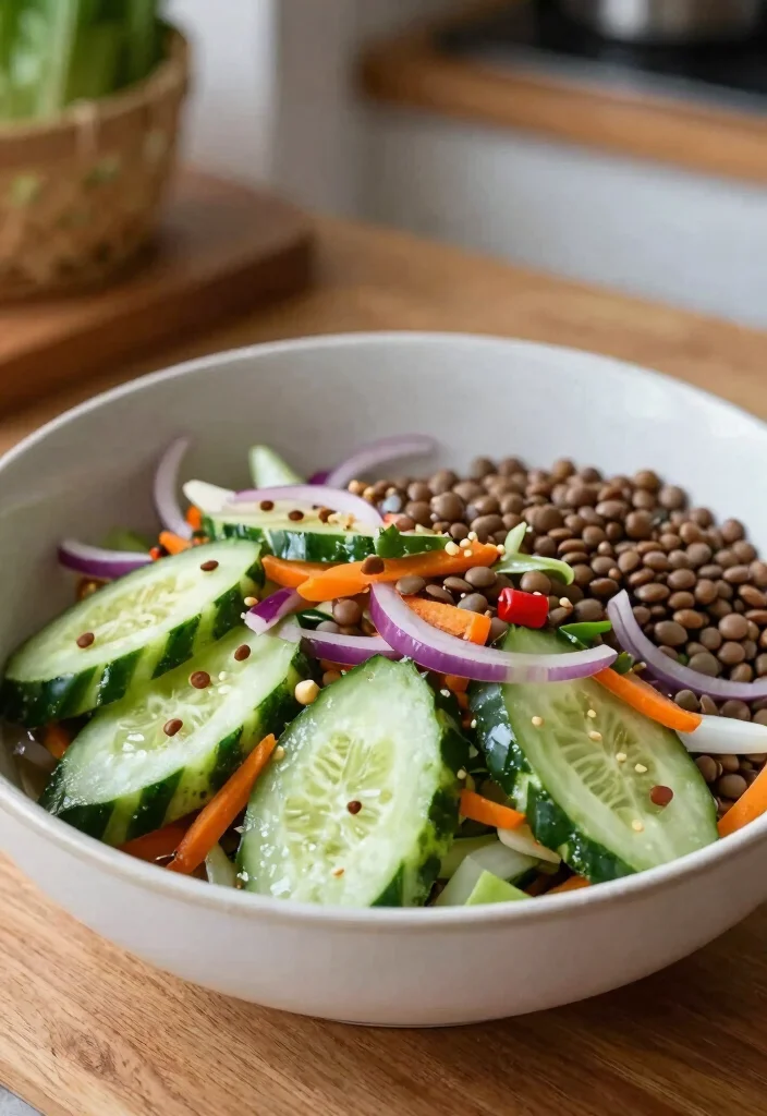 18 Thai Cucumber Salad Recipes (Refreshing & Light) - 11. Thai Cucumber Salad with Lentils 1