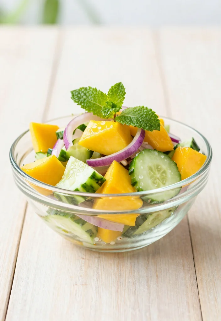 18 Thai Cucumber Salad Recipes (Refreshing & Light) - 3. Sweet Mango and Cucumber Salad 1
