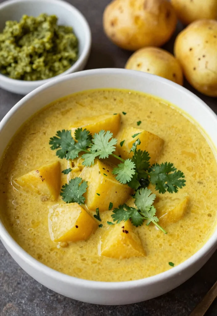 18 Vegan Thai Curry Soup Recipes (Red, Green, Yellow) - 17. Thai Curry Potato Soup 1