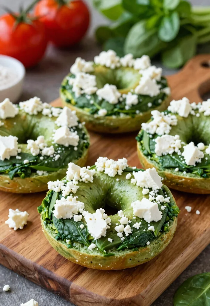 19 Air Fryer Greek Yogurt Bagels (Crispy Outside) - 9. Spinach and Feta Bagels 1