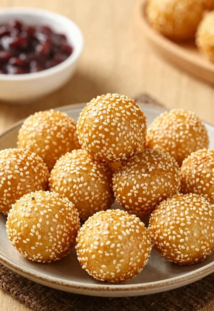 19 Chinese Breakfast Recipes (Start the Day Right) - 14. Sesame Balls (Jian Dui) 1