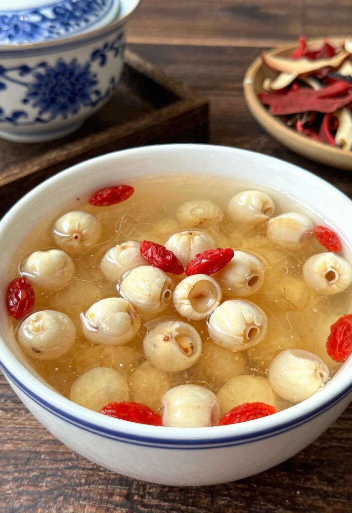 19 Chinese Dessert Soups (Warm & Comforting) - 11. Wolfberry and Lotus Seed Soup (枸杞莲子汤) 1