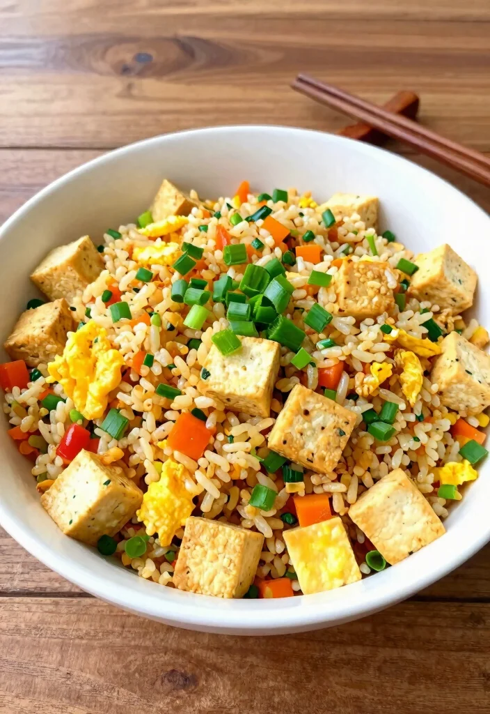 19 Chinese Egg Fried Rice Recipes (Simple & Perfect) - 4. Tofu and Egg Fried Rice 1