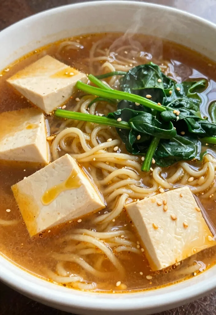 19 Chinese Noodle Dishes: Quick, Easy, Delicious - 14. Ramen with Tofu and Spinach 1