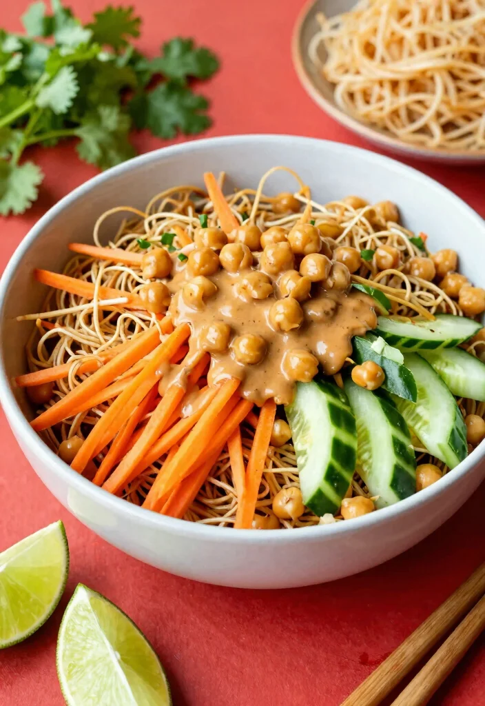 19 Crunchy Thai Chickpea Salad Recipes (High Protein) - 14. Thai Chickpea Salad with Crunchy Noodles 1