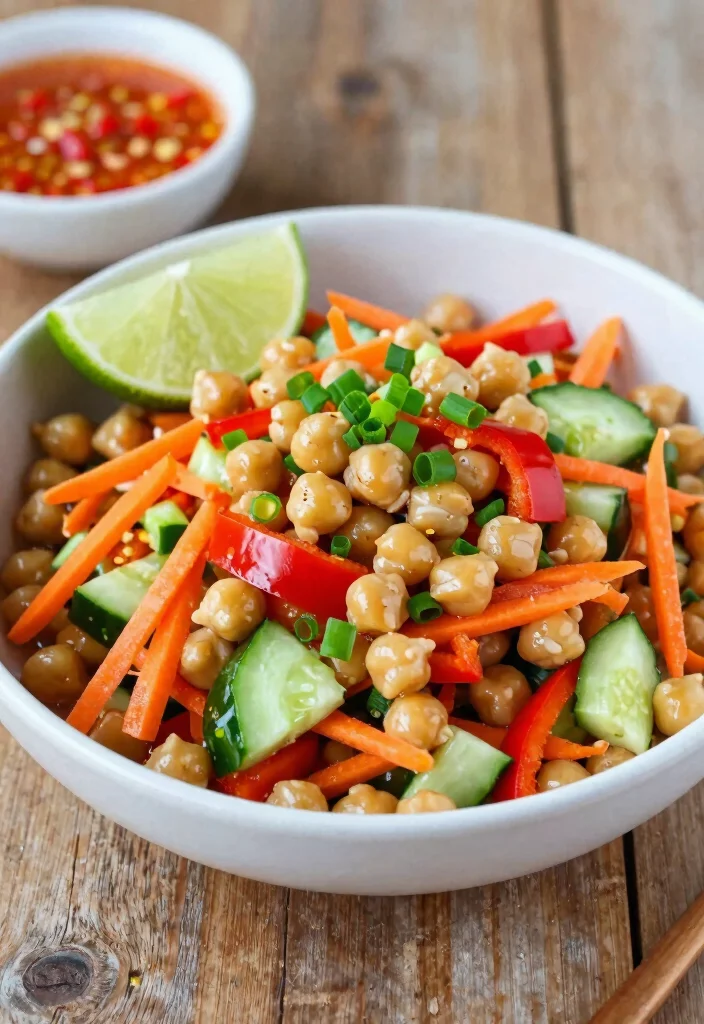 19 Crunchy Thai Chickpea Salad Recipes (High Protein) - 16. Thai Chickpea Salad with Sweet Chili Dressing 1
