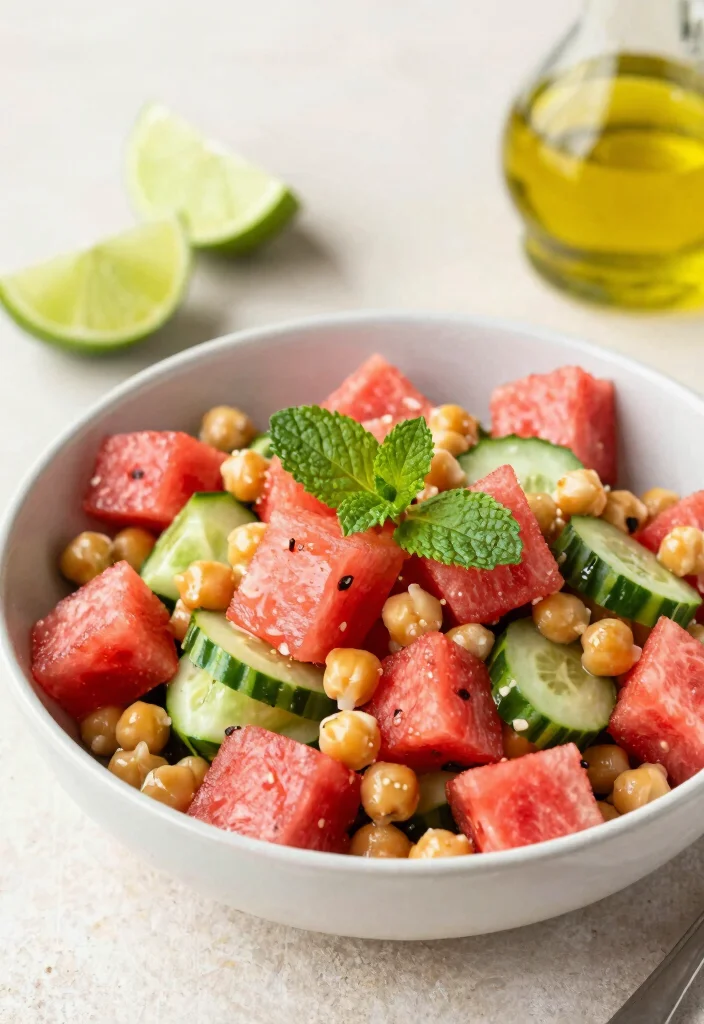 19 Crunchy Thai Chickpea Salad Recipes (High Protein) - 18. Thai Chickpea Salad with Watermelon 1